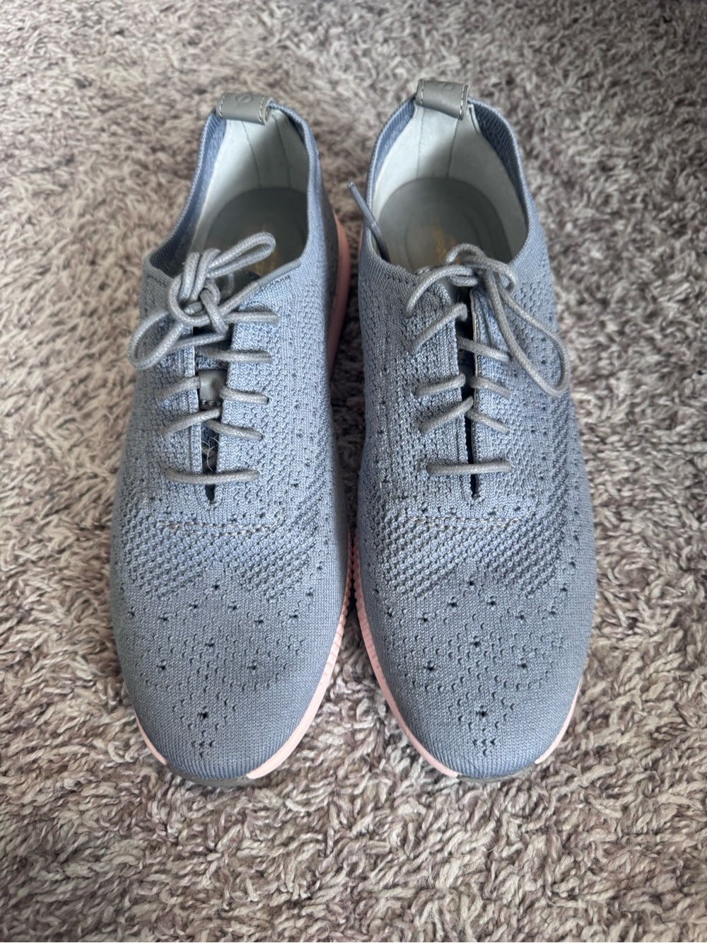 Cole Haan Gray Knit Sneakers with Pink Sole